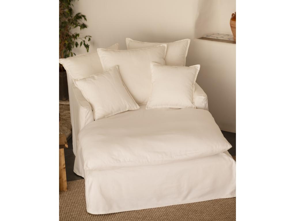 Poltrona in cotone e lino bianco, 115x170cm, 82130DSMS