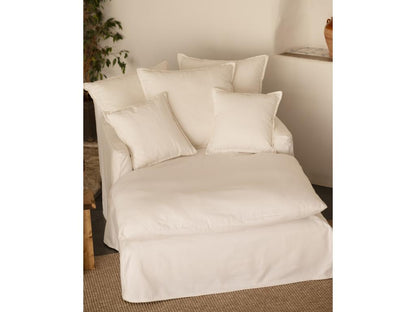 Poltrona in cotone e lino bianco, 115x170cm, 82130DSMS