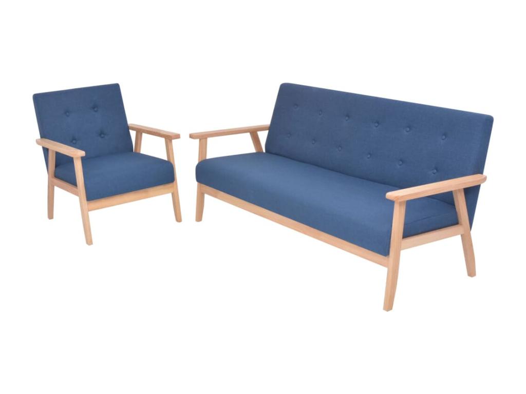 Set di divani 2 pezzi, tessuto blu, 69611ZLKT