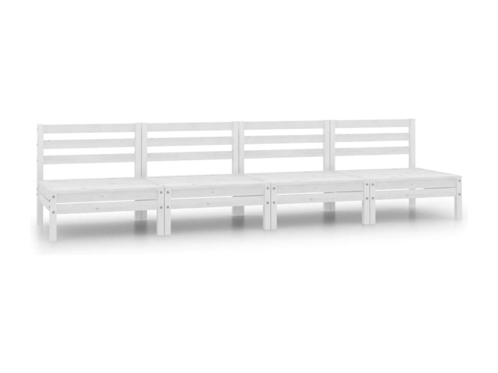 Set di mobili da giardino 4 pezzi, bianco, legno di pino massiccio, 10 53503MAIA