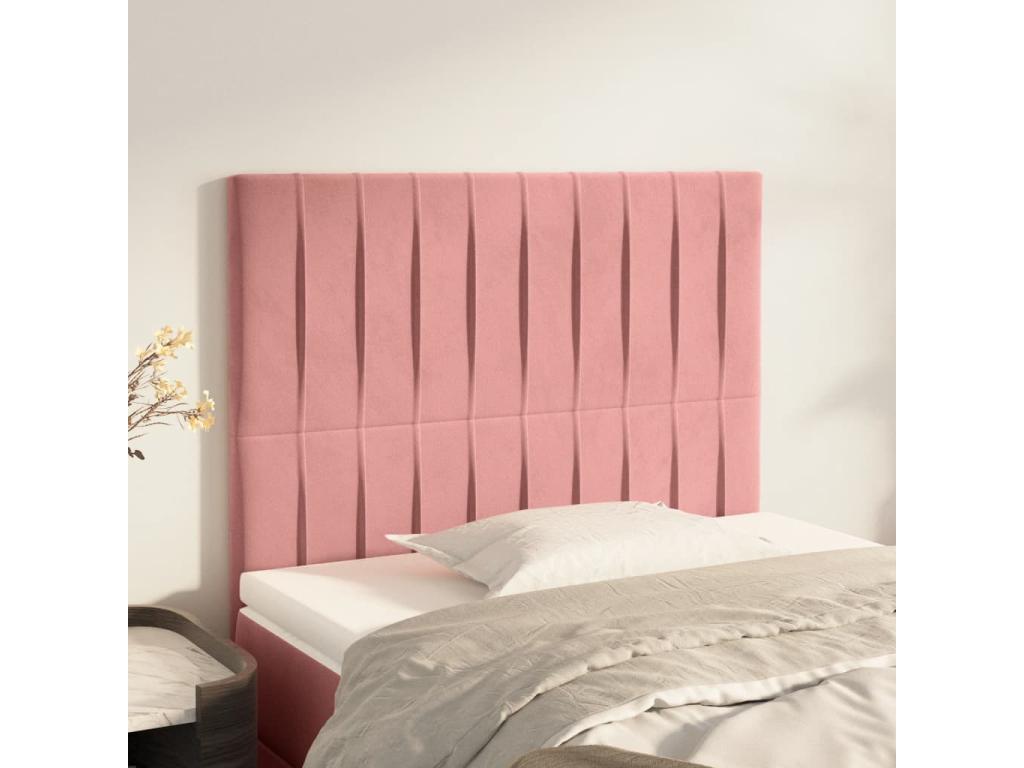 Set testiera 2 pezzi, rosa, 100x5x78/88 cm, velluto, 14942BHYN