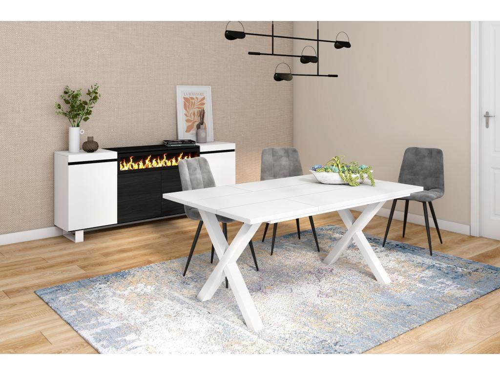 Tavolo da pranzo per 8 persone, 170 cm. Struttura robusta e stabile e gambe solide. Bianco. 22953APWV