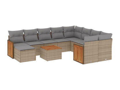 Set di mobili da giardino da 11 pezzi con cuscini in vimini di resina beige 15885GSKJ