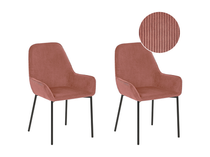 Set di 2 sedie da pranzo in velluto a coste Maisonpuretop, rosa 89162FLTV