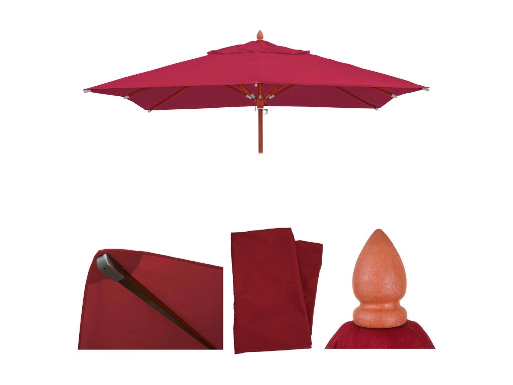 Artvivrestore-C57 ombrellone quadrato 3x3m poliestere 3kg legno per gastronomia - bordeaux 15158TYKF