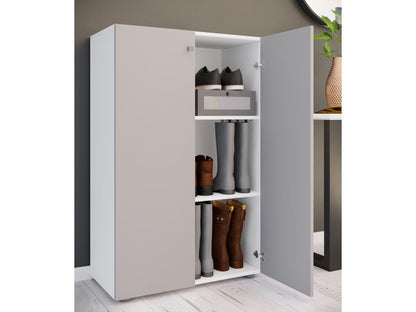 Artvivrestore XL Scarpiera grande in legno, mobile da ingresso Artvivrestore, 3 scomparti, bianco/grigio 06660XWPO