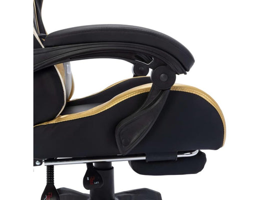 Sedia da gaming con illuminazione LED RGB, similpelle oro e nera, 29931JLDQ