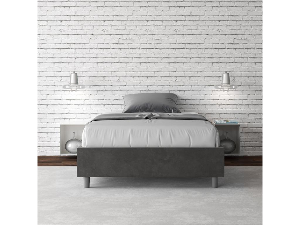 Artvivrestore 24735WSJA Struttura per letto singolo con contenitore, imbottita 120x200cm, microfibra grigia