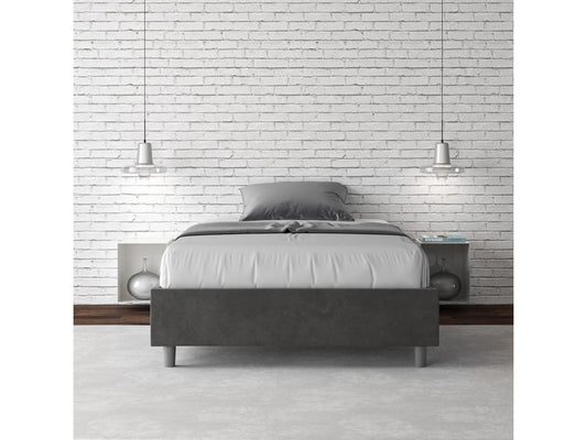 Artvivrestore 24735WSJA Struttura per letto singolo con contenitore, imbottita 120x200cm, microfibra grigia