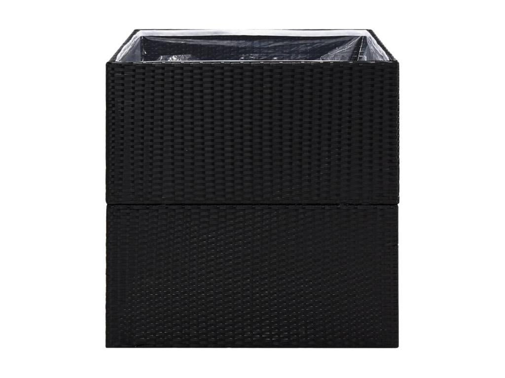 Fioriera nera 80x80x80 cm in resina intrecciata 28207WPPM