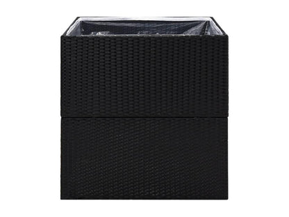 Fioriera nera 80x80x80 cm in resina intrecciata 28207WPPM