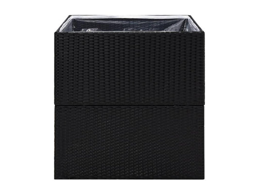 Fioriera nera 80x80x80 cm in resina intrecciata 28207WPPM