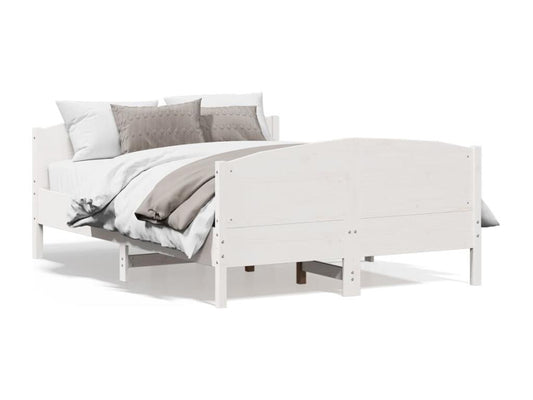 Struttura letto senza materasso bianco 140x190 cm in legno massello di pino 90735ANSF