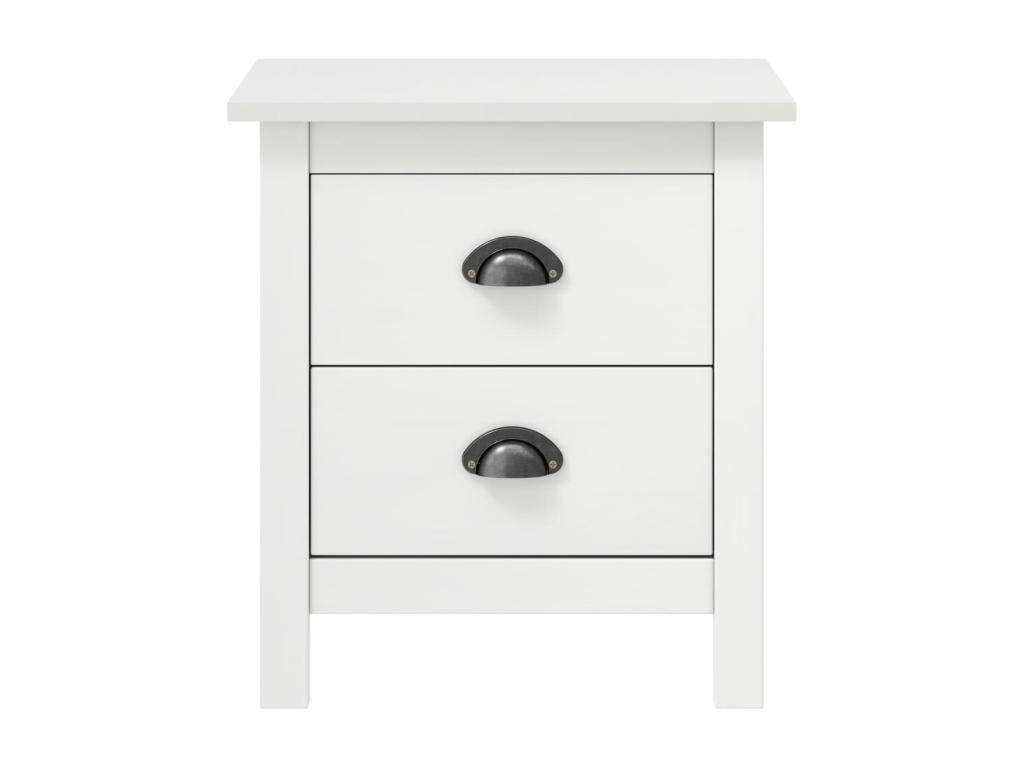 Comodino Calmetop bianco 46x35x49,5 cm in legno massello di pino 35153MVWS