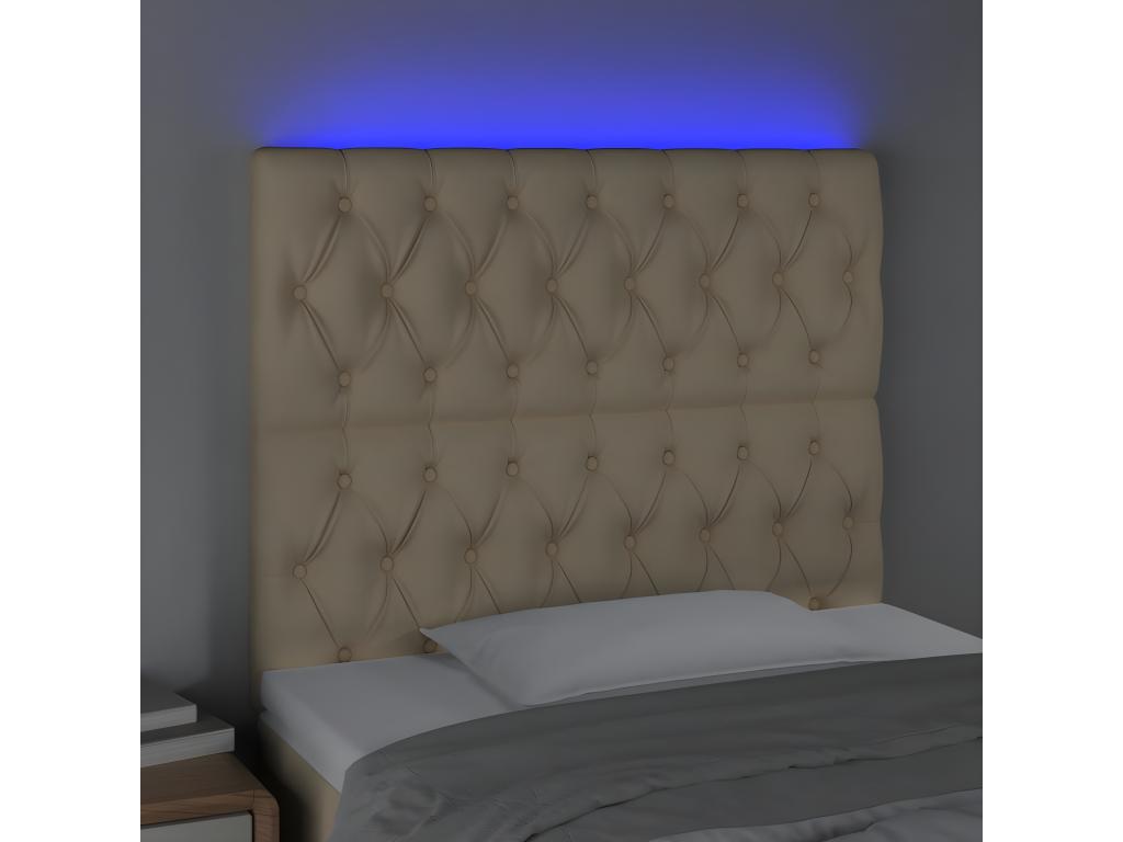 Testiera LED color crema 100x7x118/128 cm Tessuto 61820CFLB