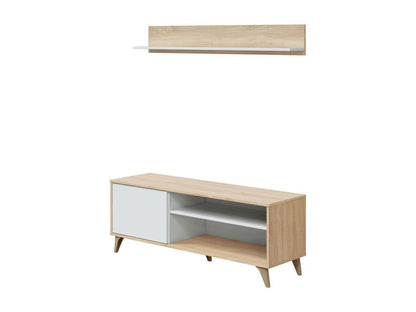 Maisonpuretop Mobile TV/Credenza per TV, Mobile TV per soggiorno con 1 anta, Credenza di design, 135x40x50 cm, Rovere, 82563JWJA