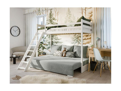 Maisonpuretop Letto a soppalco e divano 90x200 / 140x200 Bianco - Grigio 04347RLFA