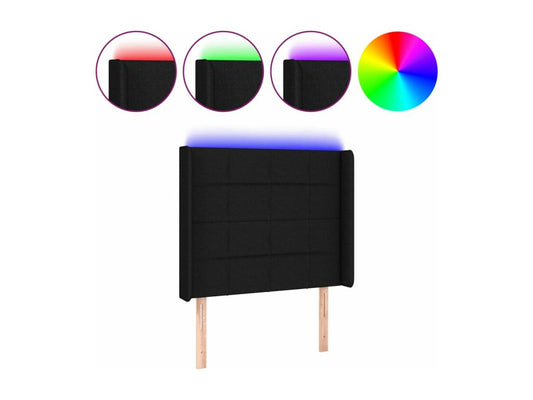 Testiera LED nera 83x16x118/128 cm Tessuto 25255SXRO