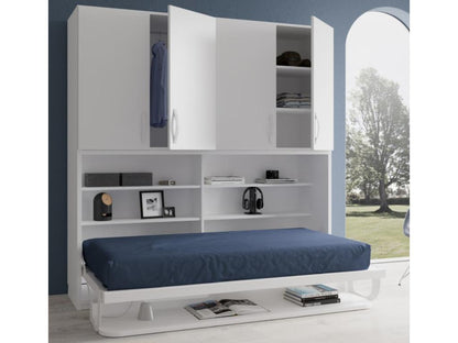 Letto pieghevole color cioccolato 90x190cm x 34cm con ripiani e scrivania Maisonpuretop 70939YNIR