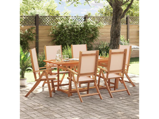 Set da pranzo da giardino Artvivrestore da 7 pezzi, in legno massello e textilene, 41600RYVT