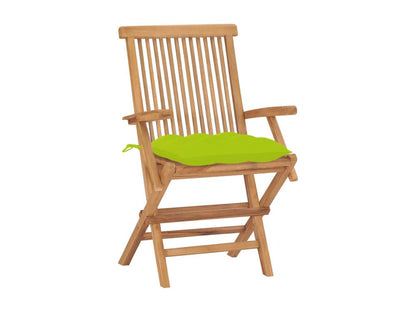Sedie da giardino con cuscini verde brillante, set da 8, teak massello, 33486FMNP