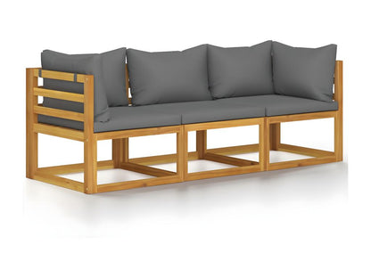 Divano da giardino a 3 posti con cuscino, legno massello, Maisonpuretop, 26852RUIL