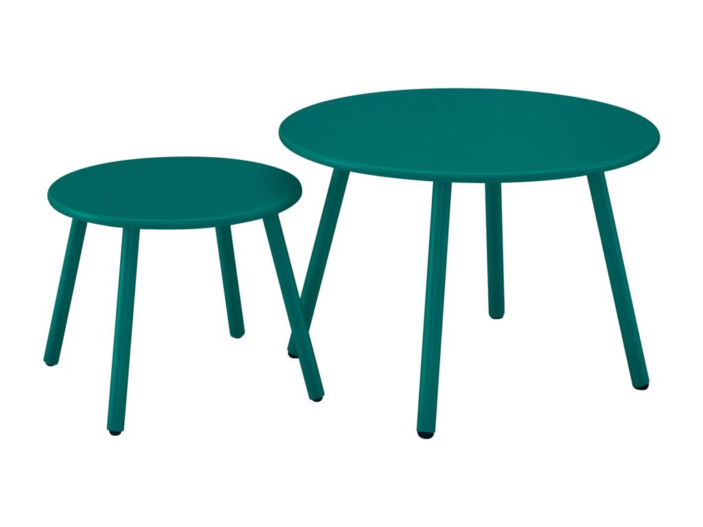 Tavolini da giardino impilabili in metallo - Blu anatra - Artvivrestore 93252XDFG