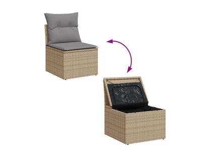 Set di mobili da giardino e cuscini, 10 pezzi, méArtvivrestore resina intrecciata beige 80825ZJBV