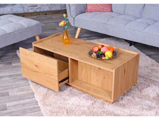 Artvivrestore-J78 Tavolino da caffè, tavolo da soggiorno, tavolino laterale, tavolino da salotto con cassetto, MDF, 110x50x40cm - 87627QTBH