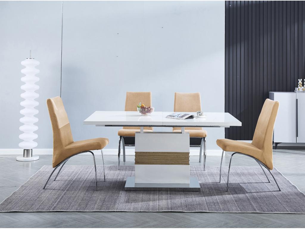 Set di 4 sedie da pranzo beige di Artvivrestore con gambe cromate - Lunghezza 44 x Profondità 61 x Altezza 95 cm 48388EALU