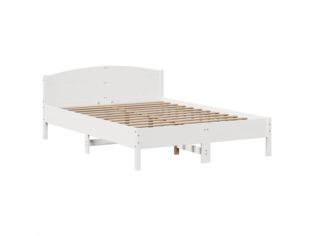 Letto libreria bianco senza materasso, 160x200 cm, legno massello di pino, 96068GQUA