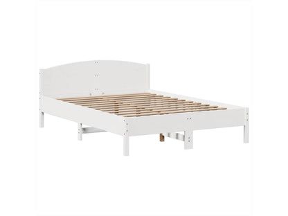 Letto libreria bianco senza materasso, 160x200 cm, legno massello di pino, 96068GQUA