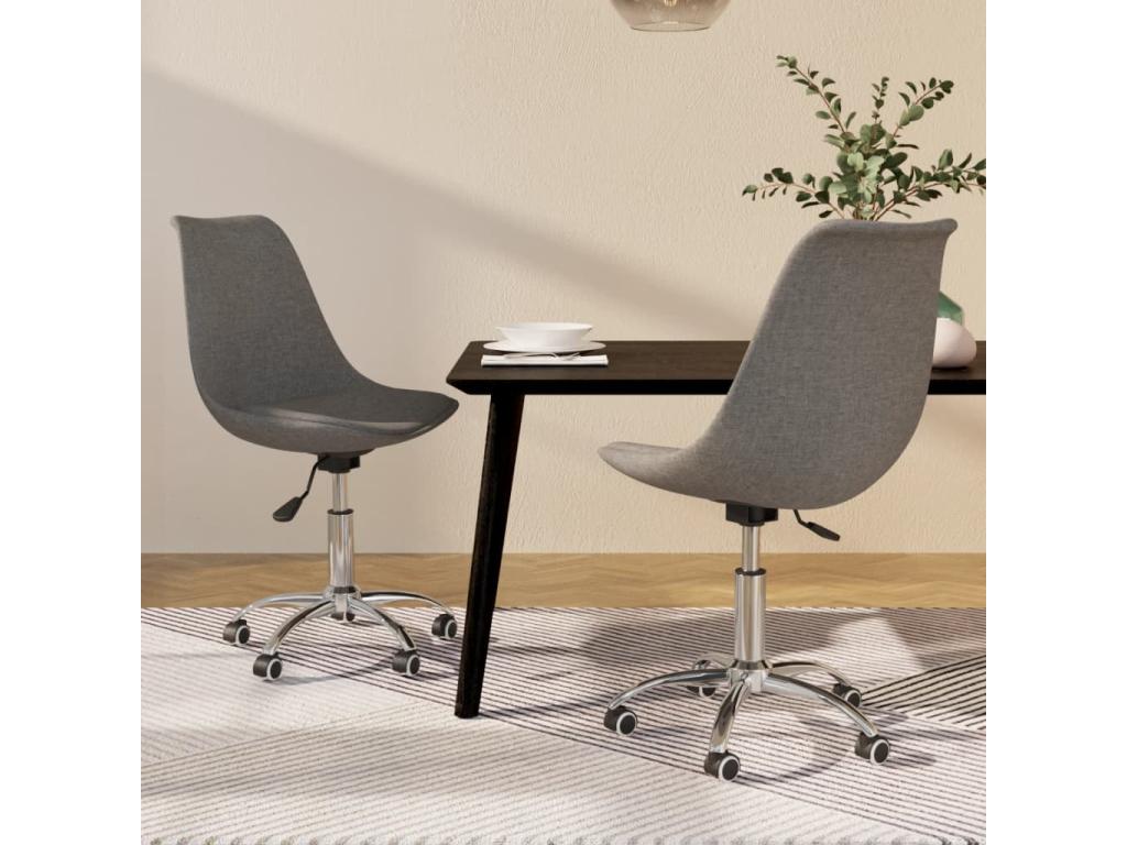Sedie da pranzo girevoli, set da 2, tessuto grigio chiaro, 27110XNUU