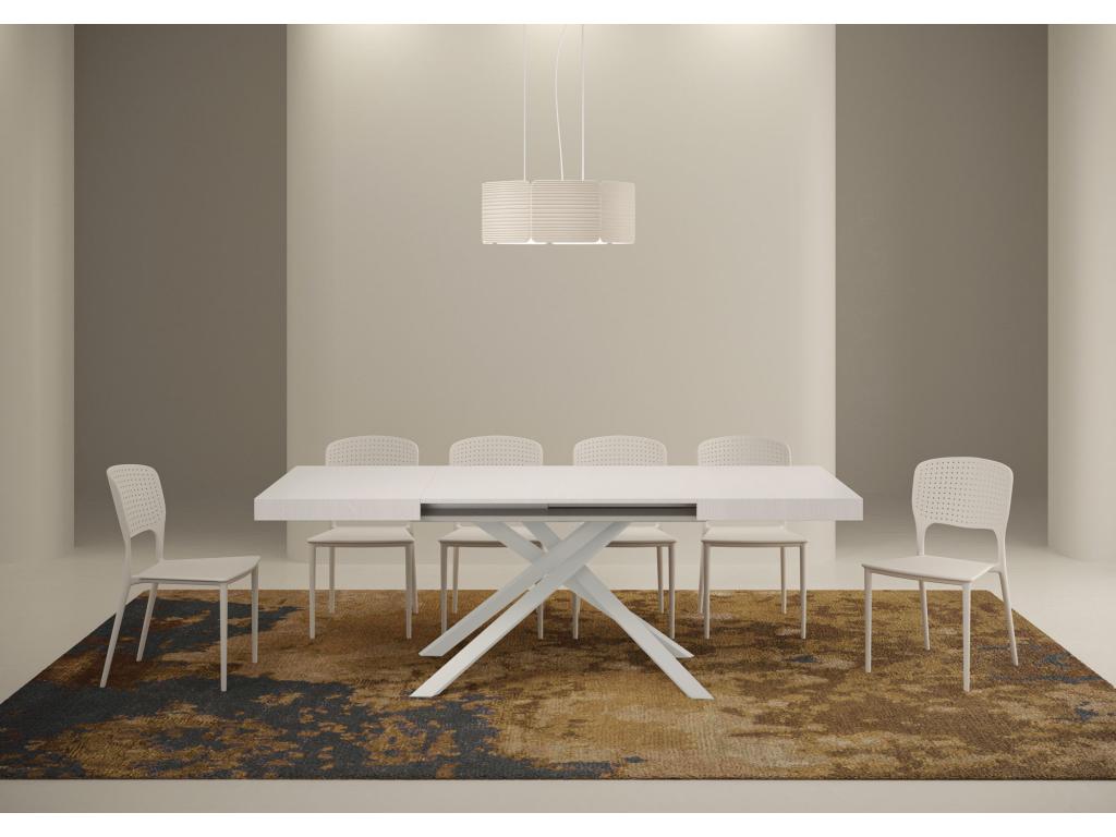 Tavolo allungabile Karida 80x120/204 cm, frassino bianco, gambe bianche, 51496EOCP