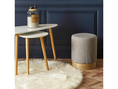 Artvivrestore - Pouf in tessuto grigio chiaro con base effetto legno 80671SQSJ