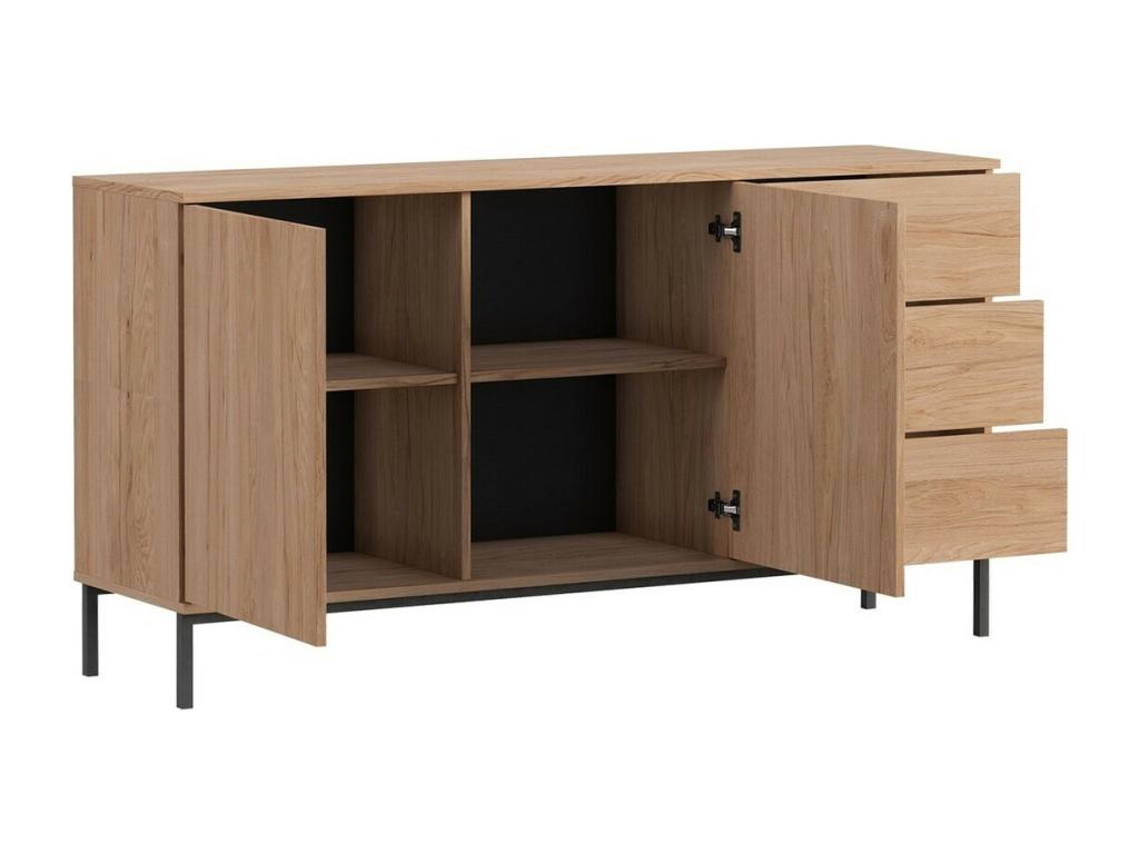 Maisonpuretop 104 Cassettiera in legno chiaro con cassetti e ante, 3 cassetti, 80x150cm, 09969HPNC