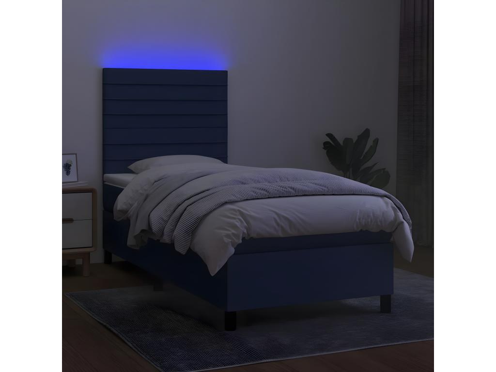 Base letto Calmetop con materasso e illuminazione LED blu, 80x200cm, tessuto, 61056RWCV