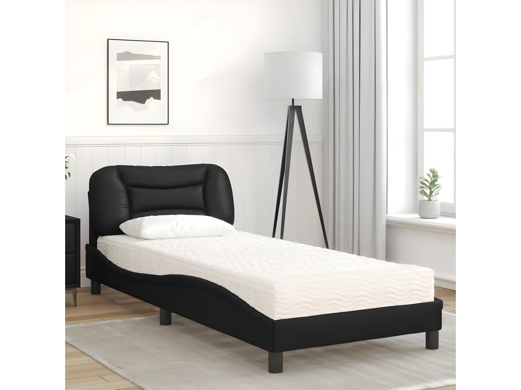 Letto con materasso nero 90x190 cm in similpelle 09069PWXE