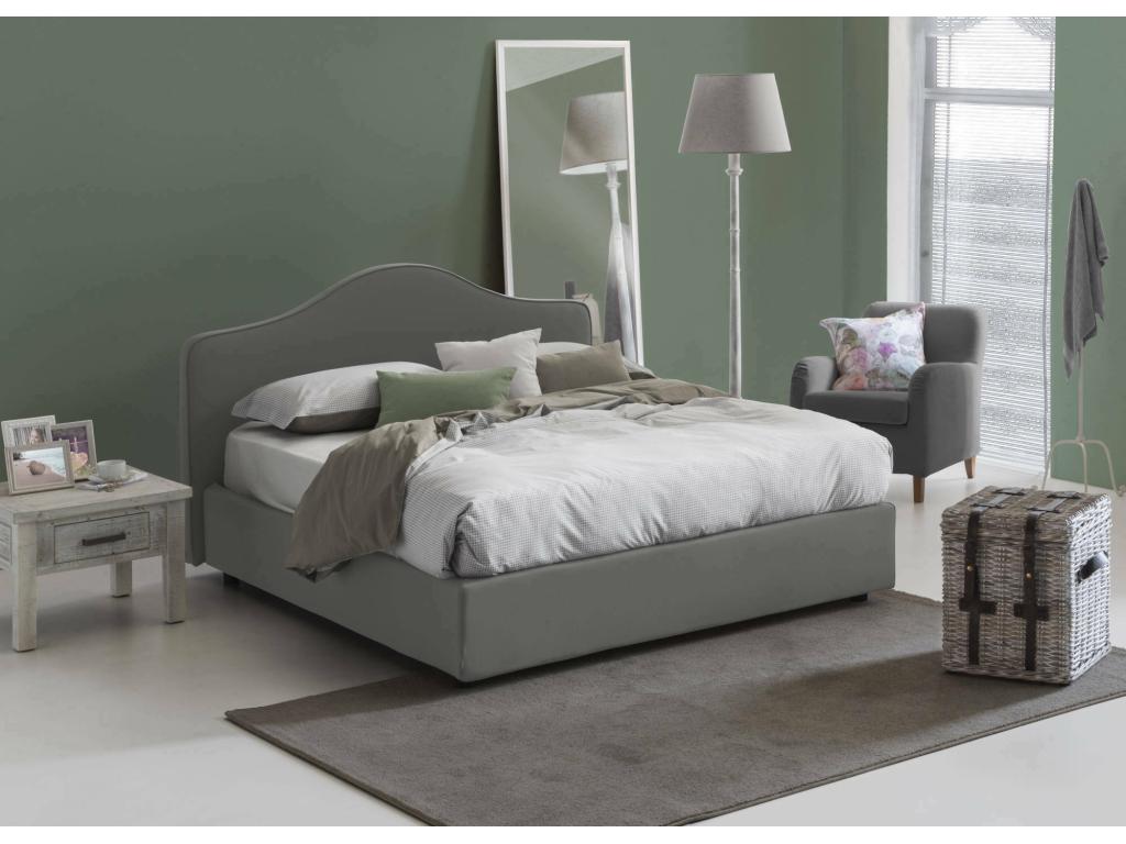 Letto matrimoniale Nidchicshop con contenitore, rivestimento in tessuto, prodotto in Italia, apertura frontale, adatto per materasso 160x190 cm, grigio 87653LHSP