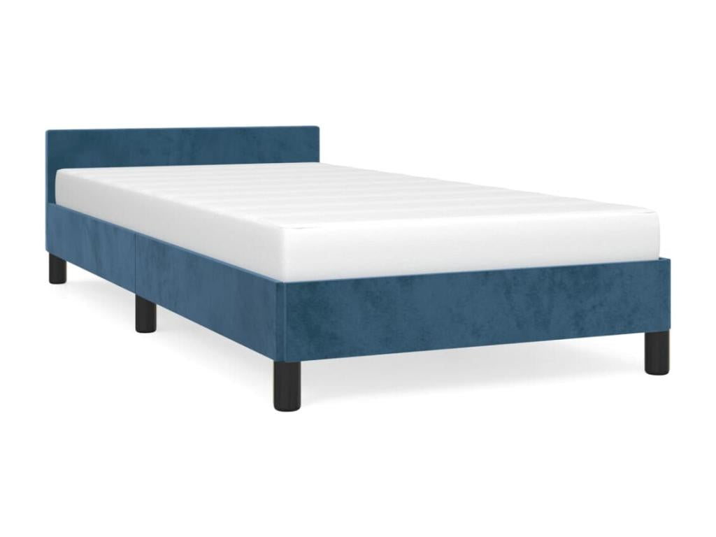 Struttura letto con testiera, blu scuro, 90x190 cm, velluto, 44191WUER