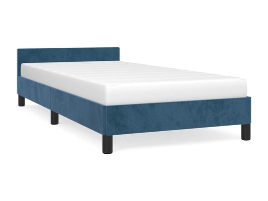 Struttura letto con testiera, blu scuro, 90x190 cm, velluto, 44191WUER