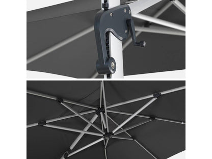 Ombrellone a sbalzo Premium 3x4m, grigio - telo in poliestere tinto in massa - struttura in alluminio anodizzato - telo incluso 08939YFNG