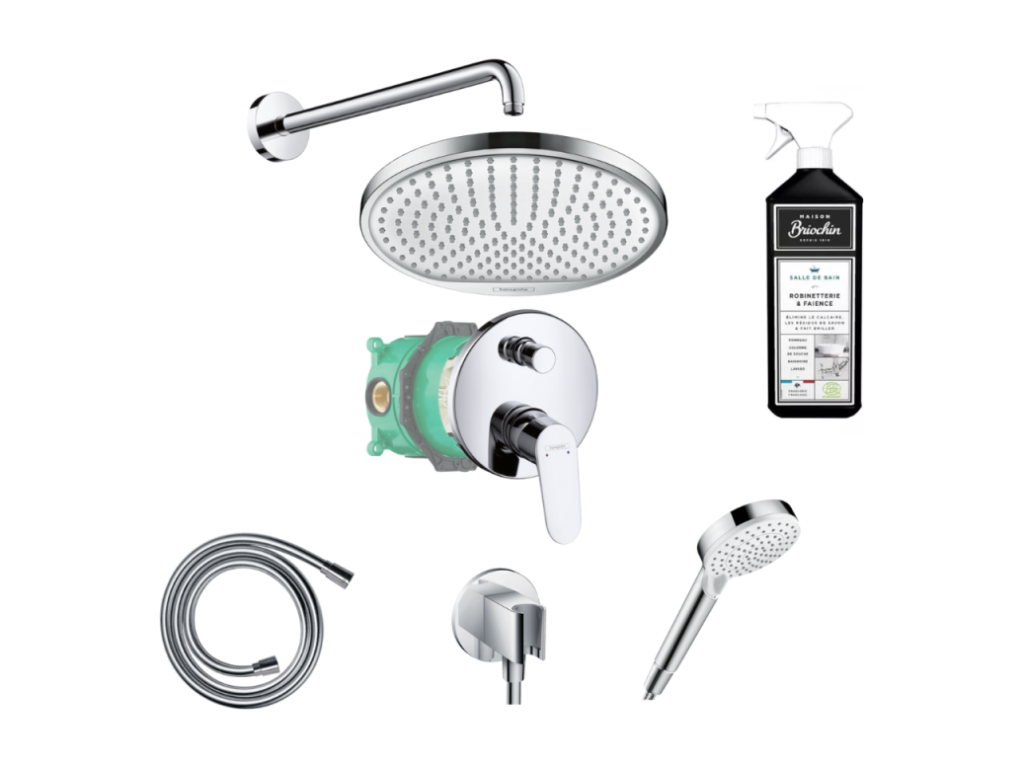 Colonna doccia da incasso Calmetop con miscelatore meccanico cromato Calmetop e sistema di pulizia 57391CMNK