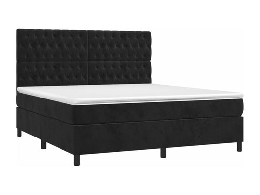 Base letto Maisonpuretop con materasso e illuminazione LED, nero, 180x200 cm, velluto, 03825QDTX