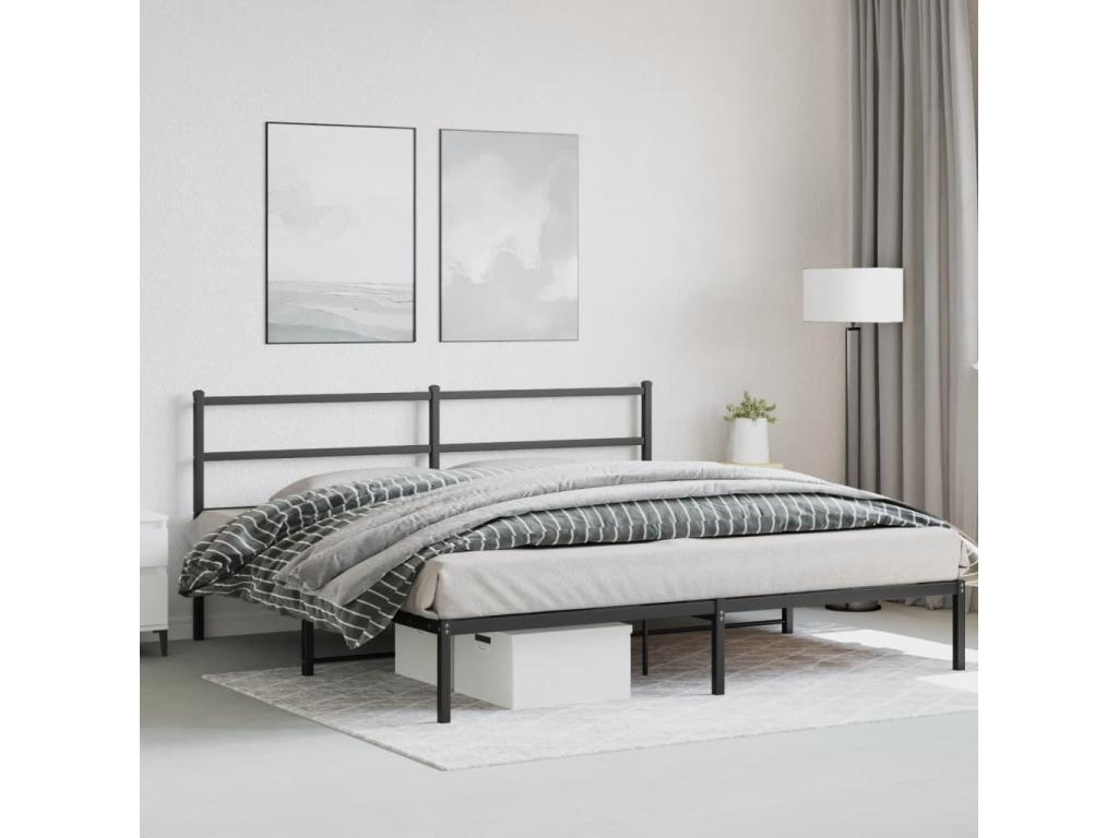 Struttura letto in metallo con testiera nera, 183x213 cm, 42651SEHC