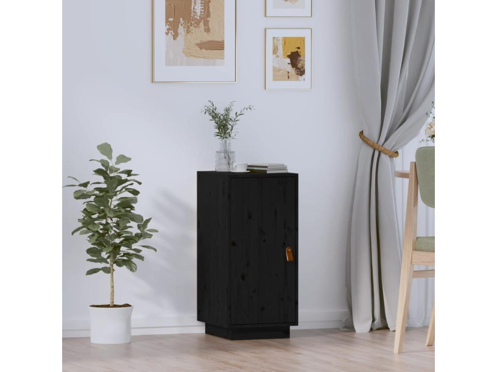 Credenza nera 34x40x75 cm in legno massello di pino 17549HDOS