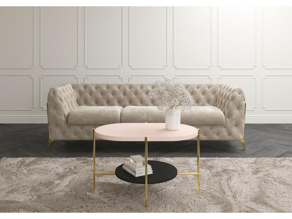 Tavolino moderno di Artvivrestore / Base oro, piano rosa e nero / 80x50 cm 71555LRSA