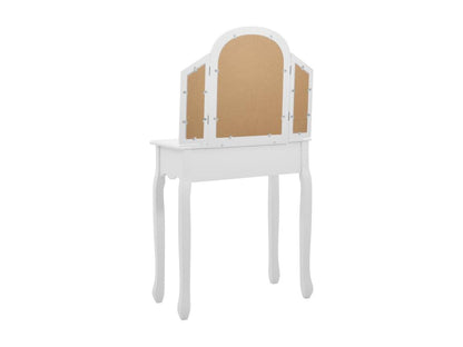 Toletta e sgabello, bianco, 65x36x128 cm, legno di paulonia, MDF, 33191DYSK