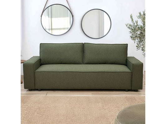 Divano letto in tessuto verde a 3 posti 36297UPMQ