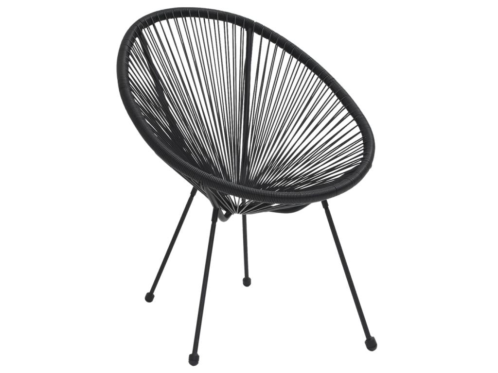 Sedie da giardino a forma di luna, 2 pezzi, rattan nero, 39974IJCU